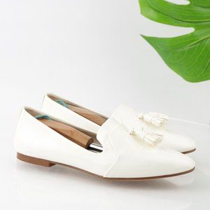 Elegant White Tassel Loafers for Women
